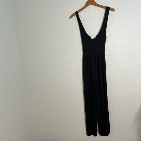 Out From Under for Urban Outfitters Black Waffle Knit Tie Back Jumpsuit Size S - Picture 10 of 13